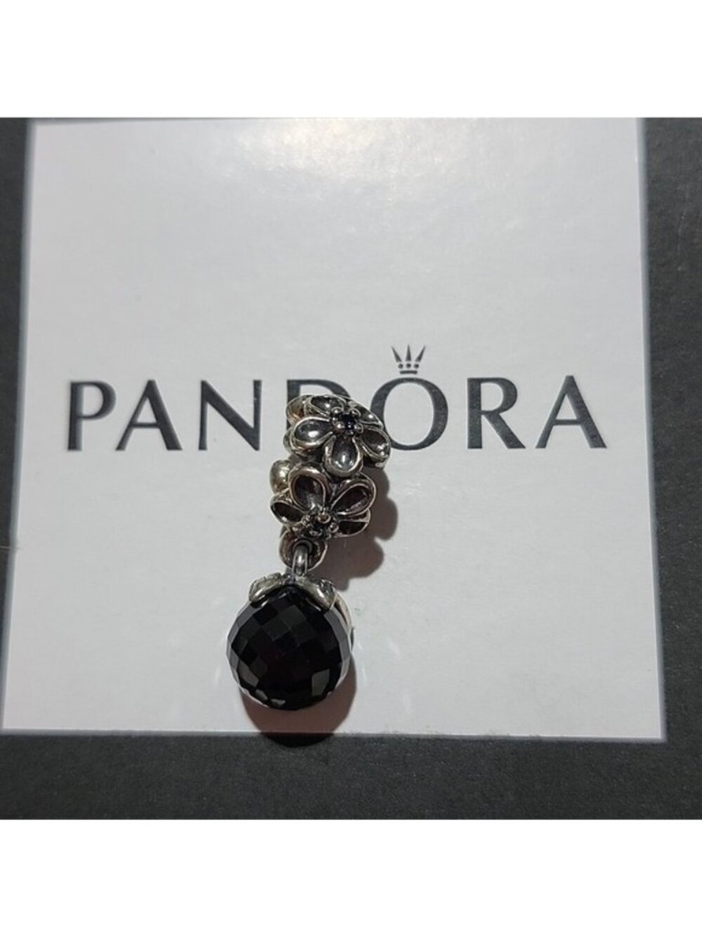 Pandora Sterling Silver Garden Odyssey Black Spinel Dangle Charm 790858spb
